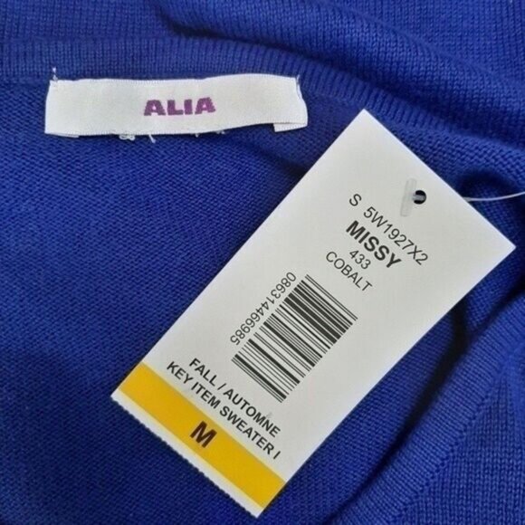ALIA Missy Sweater Fine Knit Crewneck Cobalt Blue Sz M - Picture 7 of 7